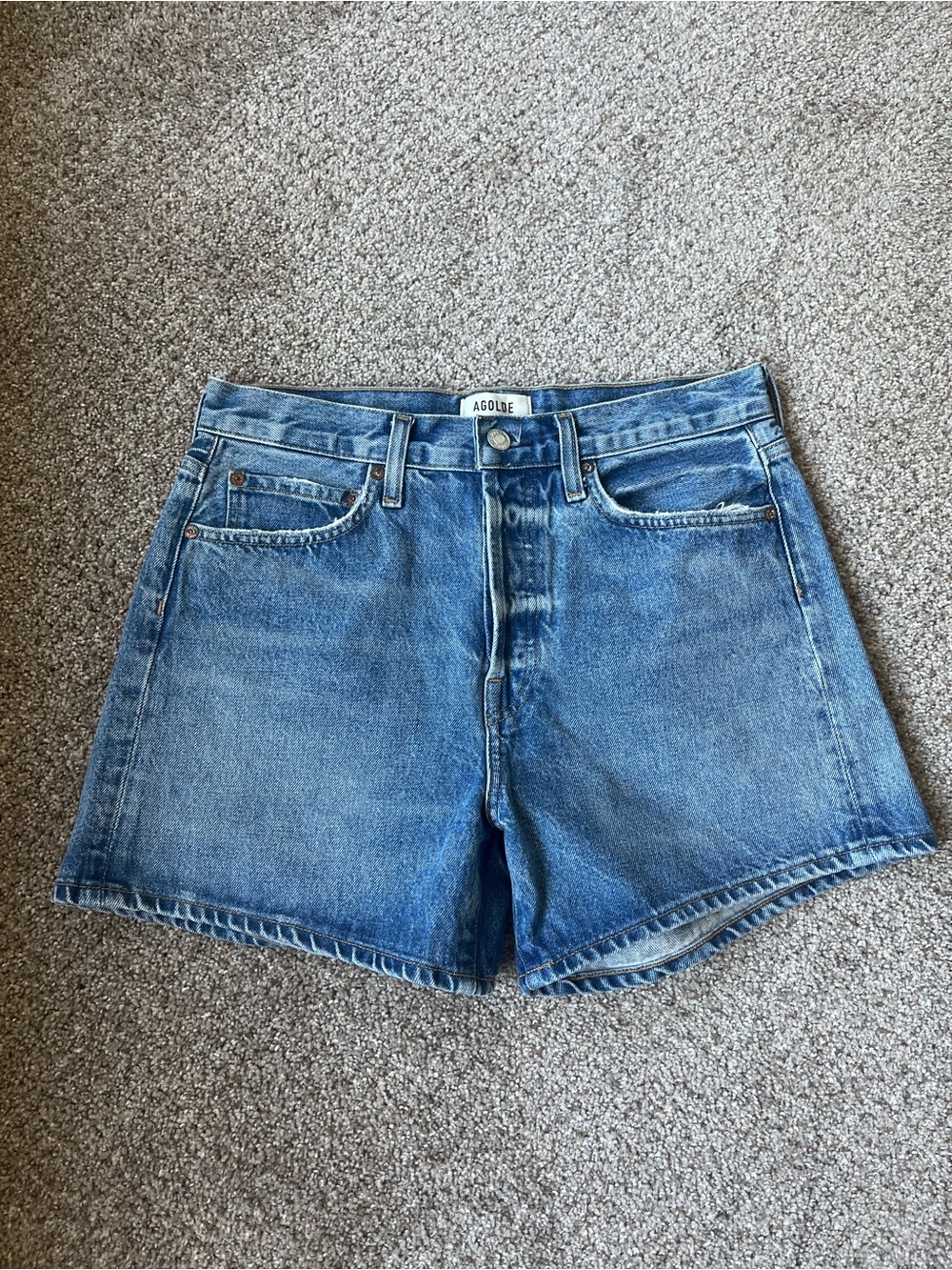 Agolde Parker Long Shorts in Occurrence, Size 26